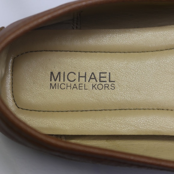 Michael Kors Brown Leather Loafers with Gold Colored toe decoration - Picture 5 of 5